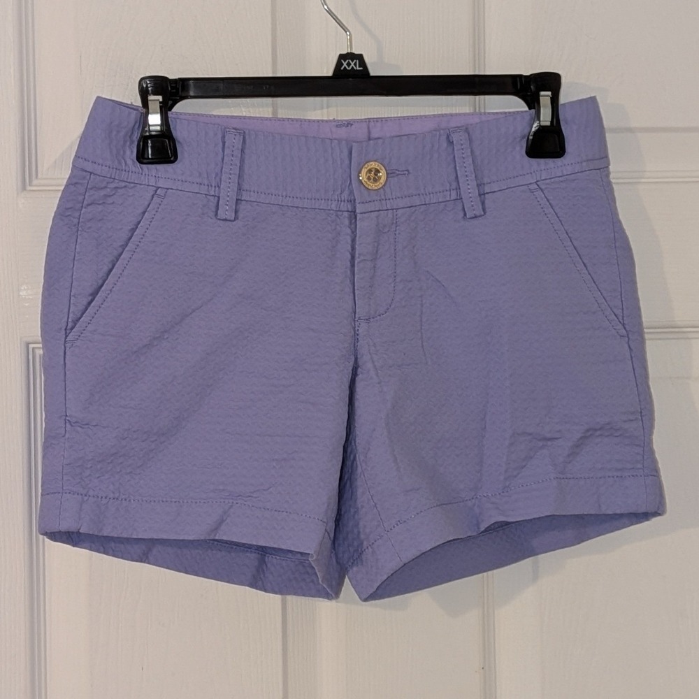 Lilly Pulitzer Callahan Shorts Lillys Lilac Purple Seersucker Cotton 00 NWT